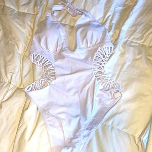 Shein XL white one piece with cut out sides